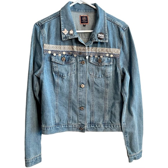 Boom Boom Jeans Denim Jacket Sz Med. 5-Button Front 2 Pockets S1151-400 - Picture 2 of 12